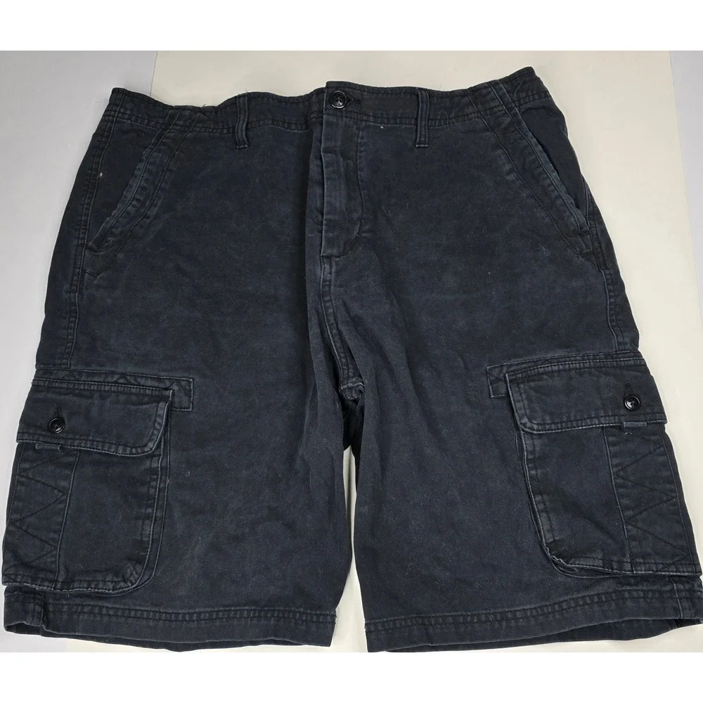 Quiksilver Mens Black Cargo Shorts Regular Fit Multi Pocket Size 36-37